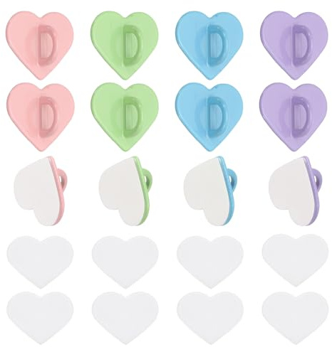sourcing map Heart Phone Charm Hook, Adhesive Cell Phone Charm Holder Metal Finger Grip Loop