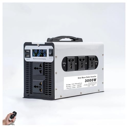 Onduleur Onduleur Sinusoïdal Pur 3000 W 5000 W 6000 W Convertisseur 12 V/220 V 12 V-72 V vers 110 V/220 V pour Voiture Hors Réseau Portable Power Inverter(24V,110V(60HZ) Uni,3kw REM)