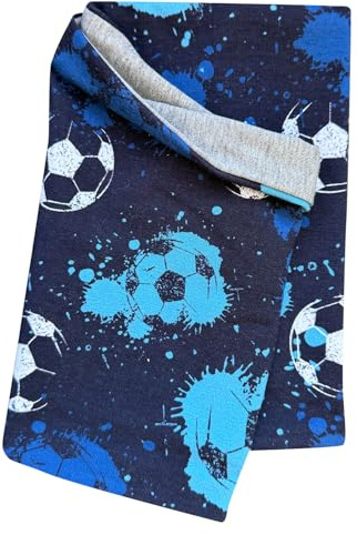 Wollhuhn Chal para niños – Pañuelo ligero de doble capa, suave, reversible y cómoda, muchos diseños para primavera y verano, Tonos azules de fútbol, Talla única