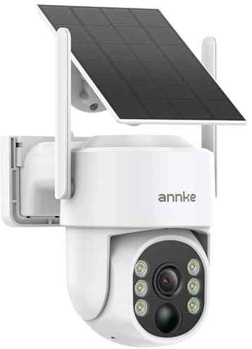 ANNKE Telecamera di sorveglianza 2,5 K, batteria solare esterna, panoramica a 360°, visione notturna a colori, 2,4/5 GHz, WiFi da 9000 mAh, batteria non rimovibile, audio a due vie, rilevamento del