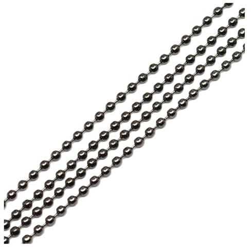 AMENGJ Catena a Palline Catene di Perline a Sfera in Metallo da 5 m, for collane all'Ingrosso, for Forniture for la creazione Gioielli, Accessori Fai Te(Black,1.5mm)