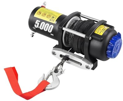 Verricello Elettrico 12V 4500/5000/5500 LBS For Camion Corda Sintetica Off Road Impermeabile ATV UTV Verricelli Con Telecomando Wireless(5000 LBS)