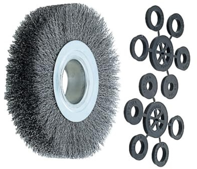 Lessmann 365173 borstar rundborste Drm 200 mm bred 35–39 mm rör 50 mm ståltråd STA steg 0,35 mm reduktionsring – sats 3