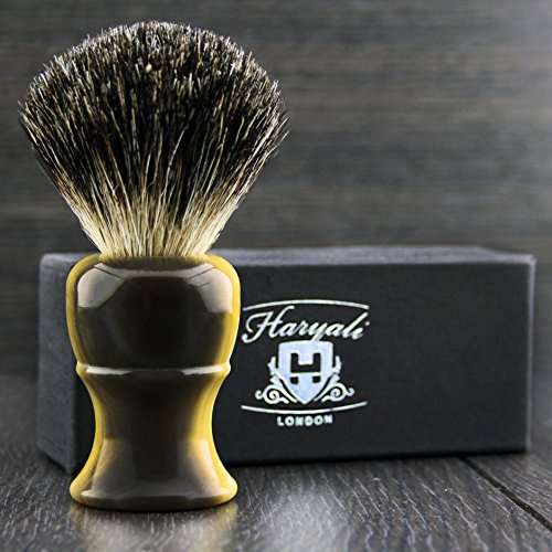 Pure Black Badger Hair Shaving Brush Men's Shaving Brush in Imitation Horn Handle