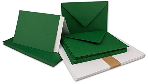 25x Faltkarten SET DIN A6/C6 mit Brief-Umschlägen in Dunkel-Grün - inklusive Einleger - 14,8 x 10,5 cm - Premium Qualität - FarbenFroh
