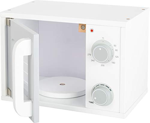 Microondas Cocina Infantil, Small Foot, Madera, Botones giratorios, Puerta Cierre/imán, a Partir de 3 años.
