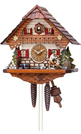 Hekas Kuckucksuhr Schwarzwaldhaus mit beweglichem Holzhacker