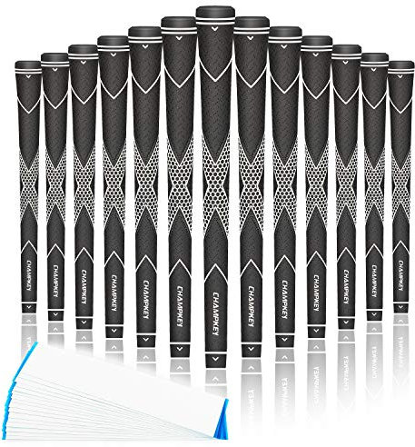 CHAMPKEY Premium Rubber Golf Grips 13 Pack | High Traction and Feedback Rubber Golf Club Grips | Choose Between 13 Grips with 15 Tapse and 13 Grips with All Kits