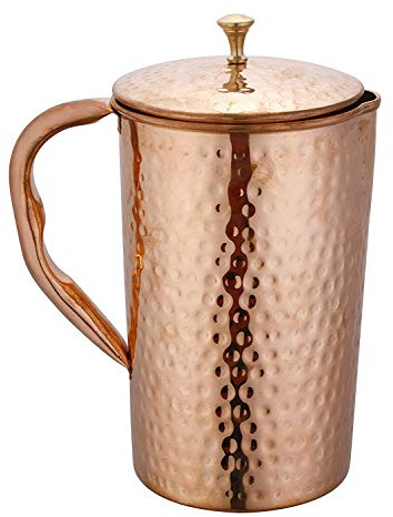 100% Kupfer Krug gehämmert Kupfer Wasserkrug für Ayurveda Gesundheit - kein Inner Liner 1,5 l