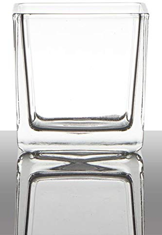 INNA-Glas Teelichtglas Kim, Würfel - Viereckig, klar, 8x8x8cm - Kerzenglas - Teelichthalter