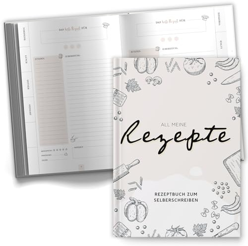 Sophies Kartenwelt Rezeptbuch zum Selberschreiben A5 Kochbuch leer Backbuch