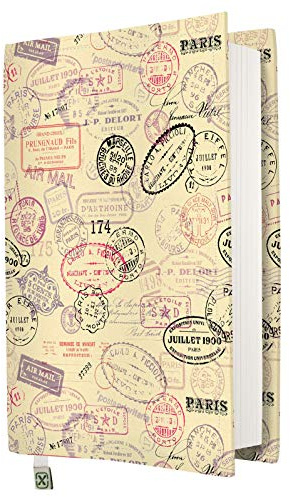 Buchumschlag – Hardcover für Bücher – waschbar, wasserdicht, Buchschoner – gepolstert (Stamp, M)