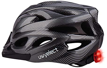 uwyelect Fahrradhelm für Erwachsene, mit LED-Licht, leicht, Integralsport, Mountainbike-Helm, verstellbare Größe 58 bis 62 cm, für Herren und Damen, CPSC, CE-Sicherheitszertifiziert