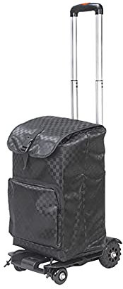 Zusammenklappbarer Einkaufswagen Einkaufstrolley 4 Räder, Tragbar Drücken Ziehen Einkaufsroller Teleskopgriff Warenkorb Wasserdicht Trolley-Tasche Mit Bungee-Seil Sackkarre Zum Gepäck 30L (Schwarz)