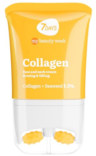 7Days Crema Viso al Collagene per Skincare Coreana con Vitamina C e Acido Ialuronico ad Effetto Idratante e Antirughe per Uomo e Donna con Rullo Massaggio Collo e Decollete 3D 80 ml