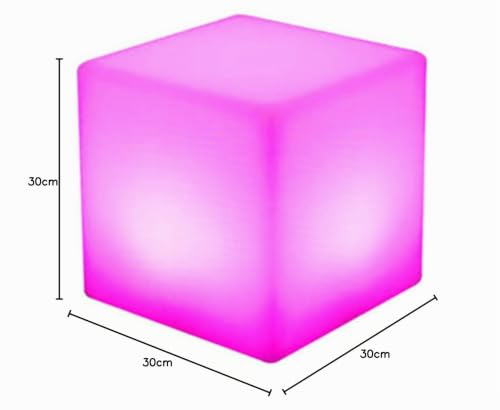 LED Würfel Licht Außen Wasserdichter Würfelhocker mit Fernbedienung 30 × 30 × 30 cm Helligkeitswürfel 16 RGB dimmbare Farben 4 Beleuchtungsmodi Nachtlicht Stimmung Party Ambiente Dekobeleuchtung