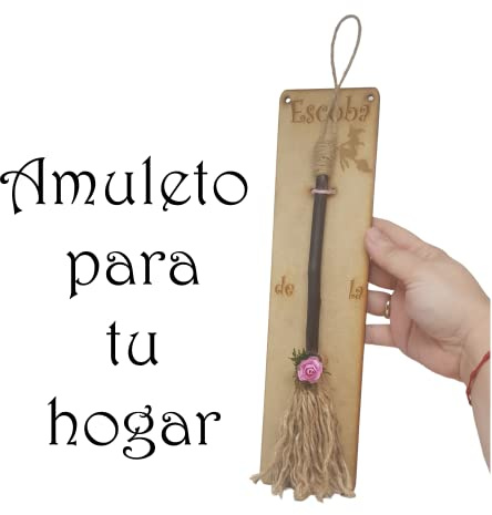 Escoba de la suerte, Halloween, decoración, protección del hogar, amuleto, producto artesanal hecho en España