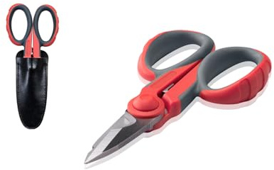 VARICONN 5 1/2 Electricians Scissors, Stainless Steel Sharp Blades and Soft Rubber Grip, Professional Electrician Shears for cutting Solid Copper Wire, Insulated cable, Thick Rope & More. Crimp Wire
