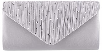 CORIOS Borsetta da Sera Donna Strass Clutch Pochette Piccolo con Catena Elegante Borse Messenger Borsa Cerimonia Borsa Sposa Bling Borsa a Tracolla per Cocktail Festa Cerimonia Ballo Argento