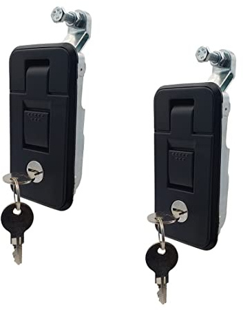 2 Sets Compression Lever Plane Lock with Keys，Zinc Alloy Latch for RV Trailer Campers Caravans Motorhome Electric Cabinet Equipment Truck Yacht Applicable Door Thickness 1-6mm (Black, Large)