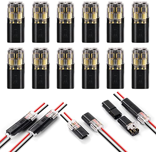 flintronic Wire Connectors, 12Pcs Quick Dual Wire Terminal Block, 2 Pin Peel-free Push-type Design Connectors, 18-22AWG Wire Quick Splice Connector Wire Crimp Terminal Wire Connector