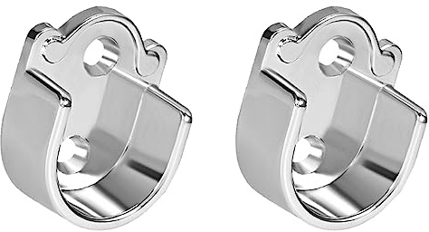 QUARKZMAN x 2Stk Oval Garderobe Hängeschiene Stangenende 19mm Silber | Halterung Unterstützung, Wandmontierte Kleiderstange, Für Duschvorhang
