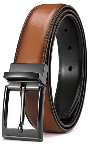 CHAOREN Gürtel Herren Leder 1 Stück, Ledergürtel Herren Reversibel Ein Braun Schwarz 32mm, Männer Wendegürtel Beidseitig für Anzug Business und Jeans