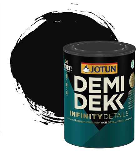 Jotun - Peinture Bois, Lasure Opaque pour Extérieur et Intérieur Satinée - DEMI DEKK INFINITY DETAILS - RAL 9005 - Noir Foncé - 0,75L