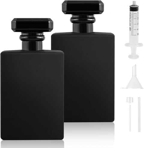Omsscun 2 Pezzi 30ml Atomizzatore Profumo Vetro Nero, Vaporizzatore Portatile con Ugelli in Oro e Argento per Donne Uomini Viaggio