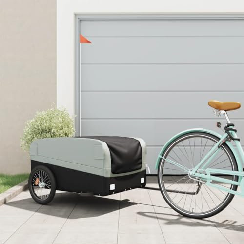 ShGaxin Cykel Trailer Järn Svart och Grå 45 kg, Hund Cykeltrailer, Lastcykel Trailer - 94049