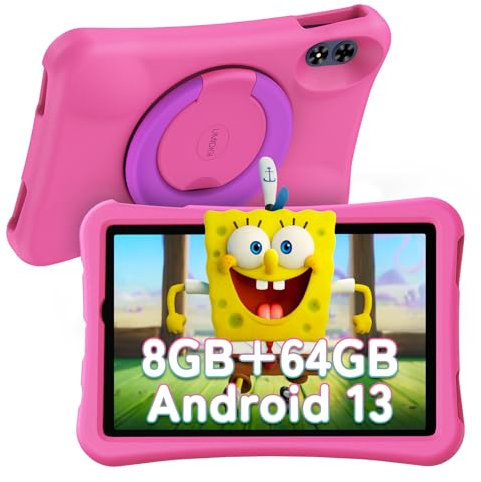 UMIDIGI Kids Tablet 10.1 Inch, Tablet for Kids Android 13, G2 Tab Kids Tablets, (4+4)GB+64GB/TF 1TB,WiFi 6/Bluetooth, Parental Controls Children Tablets, 6000mAh, 8MP Dual Camera, Kid-Proof Case, Pink