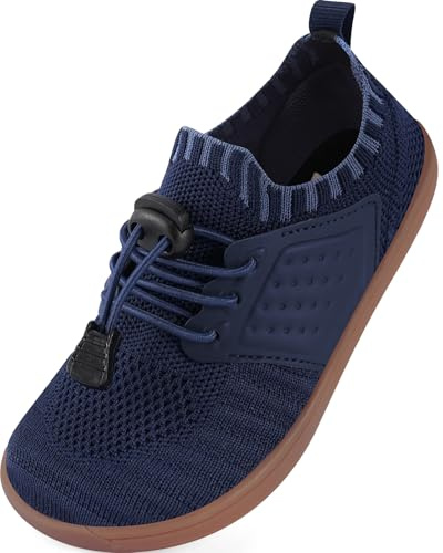 Niños Zapatillas Descalzos Ancha Barefoot Shoes Minimalistas de Trail Running Niñas Zapatos Transpirables(Azul Oscuro, 30EU Ancho)