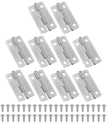 PATIKIL Paquete de 10 Bisagras Pequeñas de 1-3/16 para Joyas Color Plata | Bisagras Mini para Cajas de Joyería, con Tornillos, Cajas de Madera Cajones de Gabinetes y Puertas de Rejas