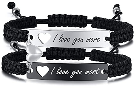 VNOX Personalisierbare Magnetische Armbänder mit Gravur – Handgefertigte Armbänder für Paare, Individuell Valentinstag Geschenke, Custom Couple Geschenk, Personalisiertes Armband für Ihn und Sie