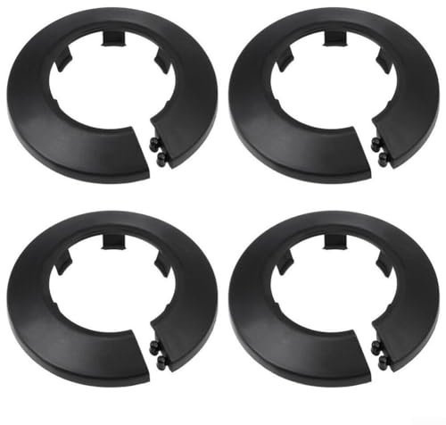 4 Stück Rohrabdeckung, 50 mm, dekorative Abdeckung für Rohre, PP-Kunststoff, Wasserrohr-Rosette, schwarz, Flanschrohr, dekorative Abdeckung für Feuerrohre