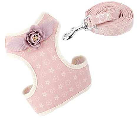 SEWOART Haustiergeschirre für Hunde mit Verstellbarer Passform weiches Material modischer Brustgurt Hundeleine Geschirr Zugseil Rosa Größe S