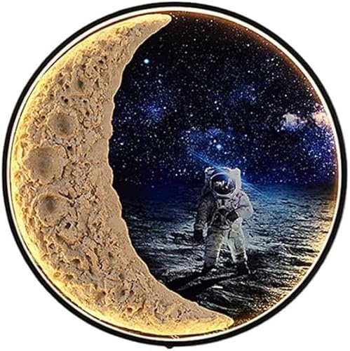 BFFGKGL Moderno Rilievo Esterno Luna Riparo da Parete Retro Murale Rotondo Lampada da Parete per Corridoio Creatività Nordica Cortile Impermeabile Schermo Cortile Muro di Fondo Muro Nuova Mezza Luna L
