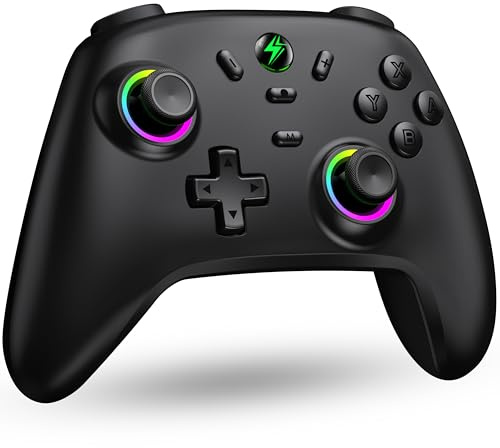 ALEEMTRY Switch Controller Kompatibel mit Switch 2/Switch/Lite/OLED, Wireless Switch Pro Controller mit RGB Hall Effect Joysticks/1000 mAh Akku/Turbo/Dual Vibration