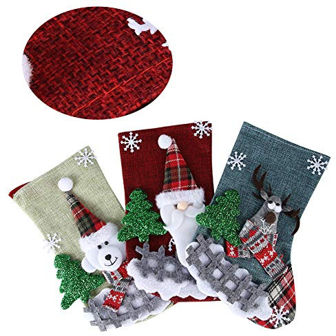 aqxreight Set mit 3 Weihnachtsstrümpfen, Socken, Geschenktüten Zum Aufhängen, Anhänger für Weihnachtsbaumdekoration, für Heimdekorationen