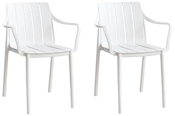 LC Garden »Vina« Stapelstuhl 55x58x80cm Gartenstuhl Terassenstuhl Bistrostuhl Kunststoffstuhl (Weiß, 2er Set)