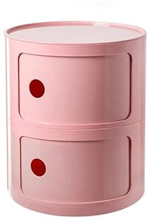 Nordic Modern Bedside Cabinet With Drawers & Sliding Door - For Bedroom Round Bedside Table 2/3/4 Tier Plastic Nightstand Storage Unit Chest