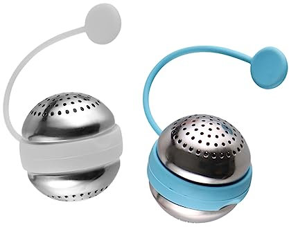 HEALEEP 2piezas Coladores De Té Redondos Inoxidable y Silicona Filtro De Té Inoxidable Diseño De Malla Fina