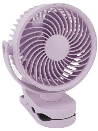 Fockety USB Portable Fan, 360° Rotatable Quiet Small Fan Rechargeable 4 Speed Personal Desk Fan Portable Small Fan with Clamp for Daily Use Beach Camping (Purple)