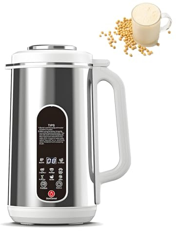WUCIOA Máquina para Preparar Leche de Frutos Secos de 1.2 L, de Acero Inoxidable, con 8 menús Inteligentes, Temporizador de 24 h, Pantalla LED, Limpieza automática y Cortador de 12 Cuchillas