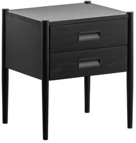 Comodino per Camera da Letto, Semplice, Piccolo, in Legno massello, con Contenitore Basso.