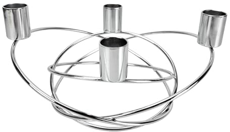 Kerzenständer geschwungen aus Metall für 4 Stabkerzen - Stabkerzenhalter Swing, Adventskranz - modern und zeitlos im Design (Silber)