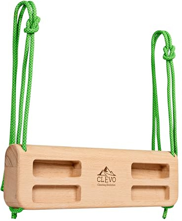 CLEVO - Hangboard Compact für Fingerkraft Training – Tragbares Fingerboard Holz – Kompaktes Kletterboard für Bouldern & Klettern unterwegs – Trainingsboard mit Seilaufhängung & Griffdesign