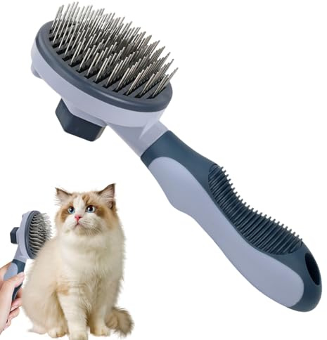 Slicker Borstborste – 20,2 x 7,5 x 5 cm kattbror, självlåsande De-Shedding- | Ergonomiskt handtag: Uppdatera ditt hundvårdsspel med Easy Grip-handtaget och ergonomisk design