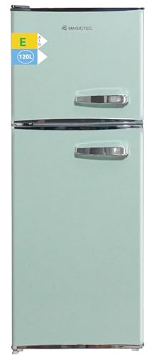 magictec Frigo vintage,Retro réfrigérateur congelateur | 120 L (88 L/32 L congelateur) | Low Frost | Combiné refrigerateur congélateur | Poignée chromée | Éclairage LED | Vert matcha