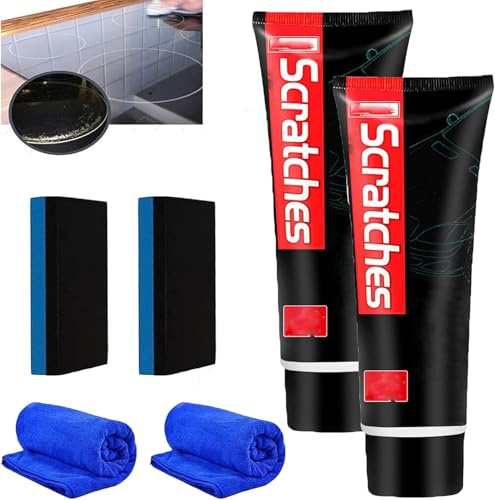2025 New Scratch Free Stove Top Scratch Remover, Polishing Wax for Glass Ceramic Stove Top Cleaner, Multipurpose Cooktop Heavy Duty Cleaner And Polish, Car Paint Scratch Repair, with Sponge (2)